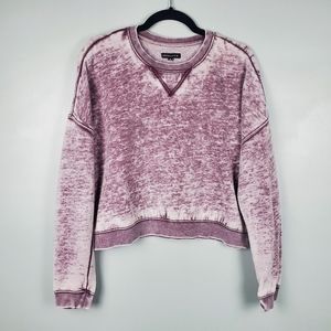 Kendall & Kylie distressed burnout cropped oversized crewneck sweater Size M